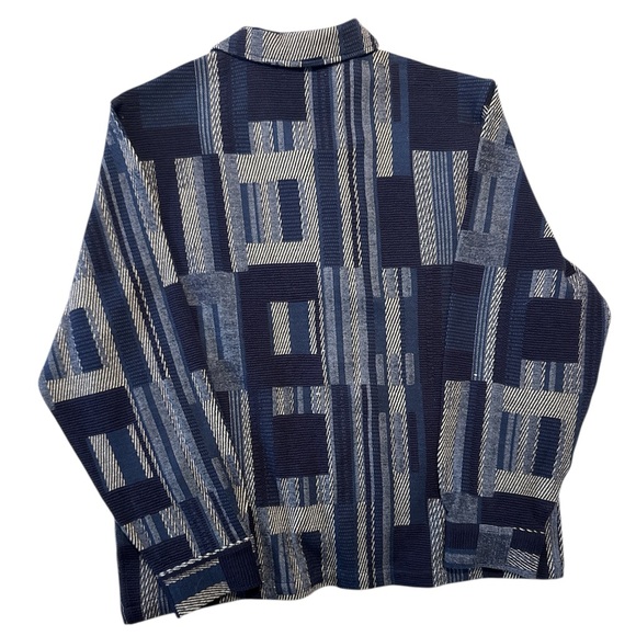 Kith- Geometric Knit Cohen Shirt- Nocturnal Navy and White Knit Top - Picture 3 of 3